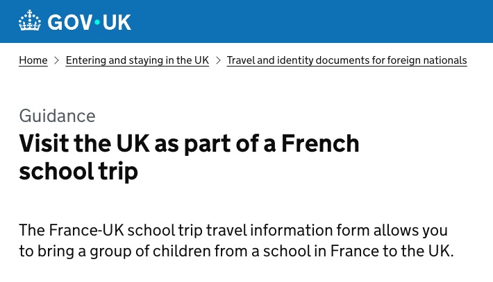 UK travel signage representing school trips
