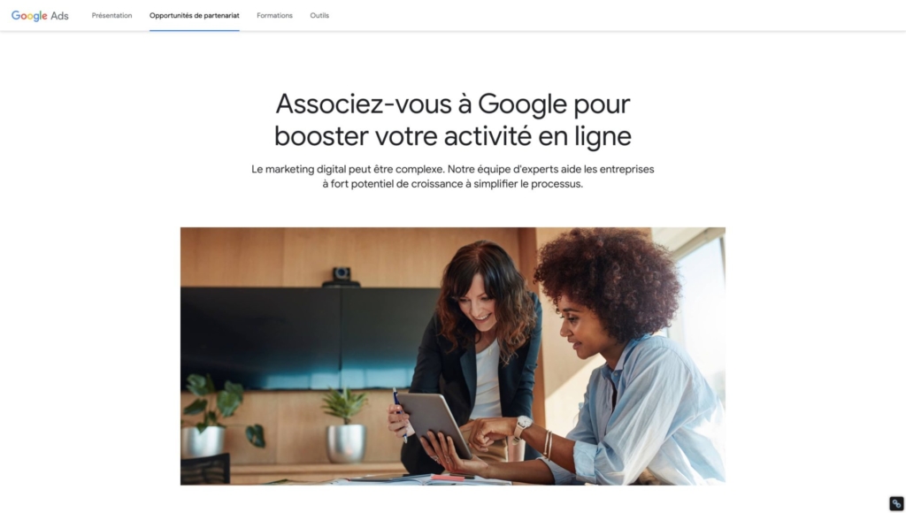 Google marketing accelerator program screenshot