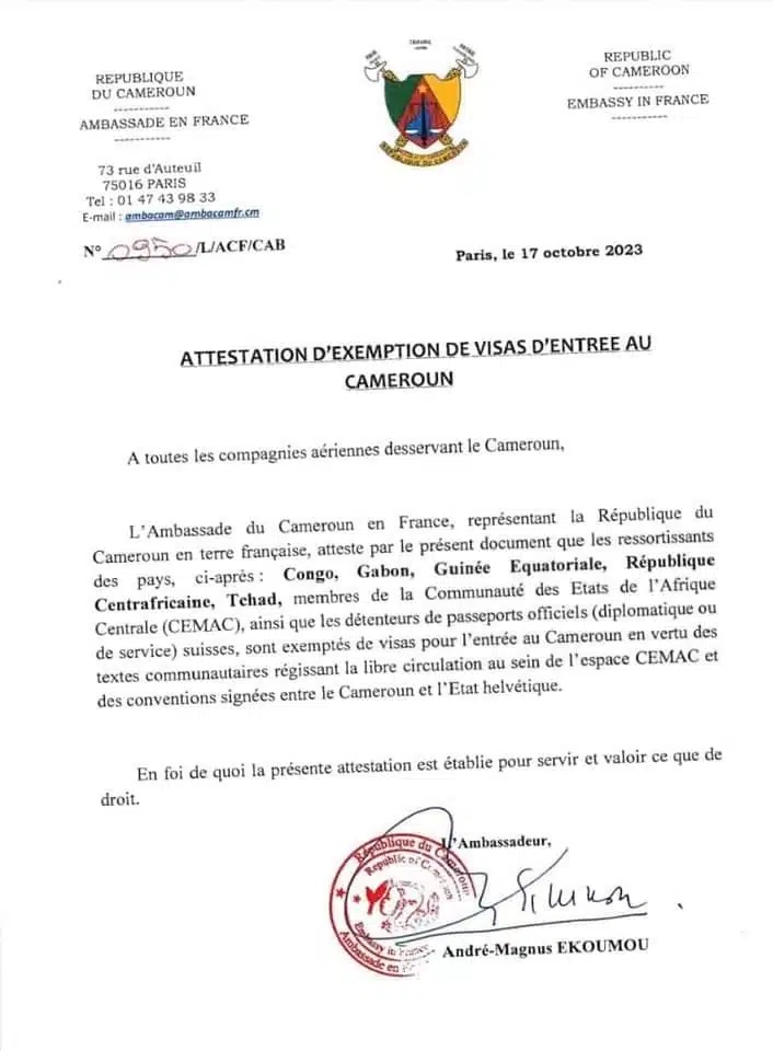 Cameroon Embassy Attestation