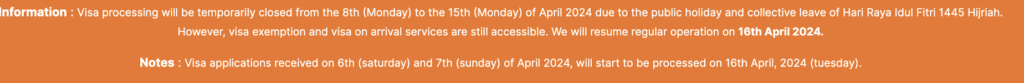 Indonesian consular closure notice